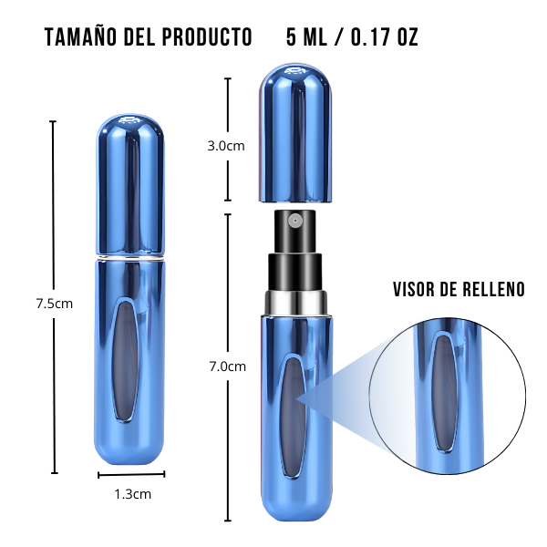 Mini Frasco de Perfume Portatil Reutilizable 5ml/0.17oz Color Azul