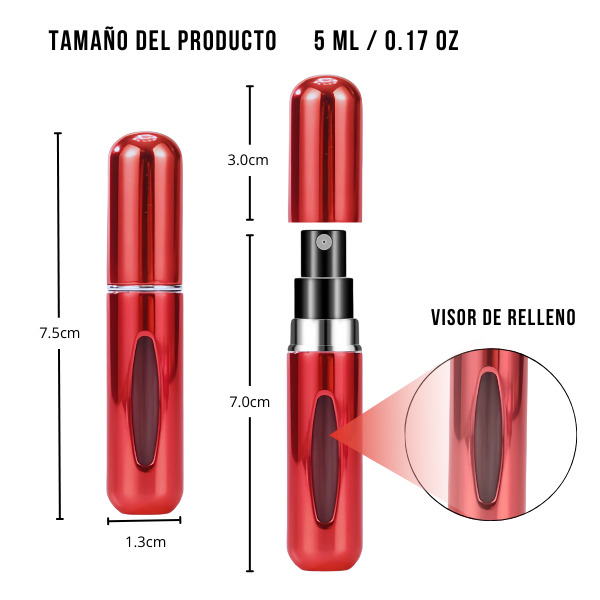 Mini Frasco de Perfume Portatil Reutilizable 5ml/0.17oz Color Rojo