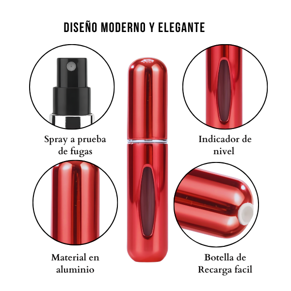 Mini Frasco de Perfume Portatil Reutilizable 5ml/0.17oz Color Rojo
