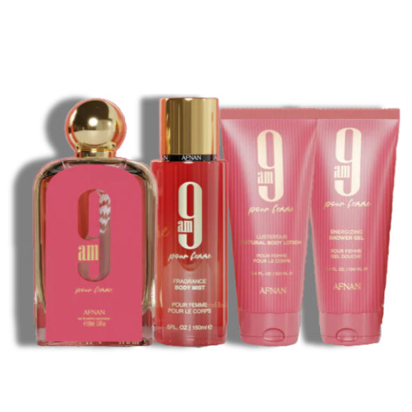 Afnan Set 4 pzas 9AM Pour Femme EDP Women's Set - Coral-