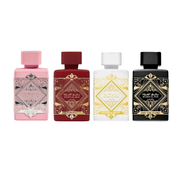 Badee Al Oud Collection by Lattafa, 4 Piece Gift 25ml/0.84oz Unisex