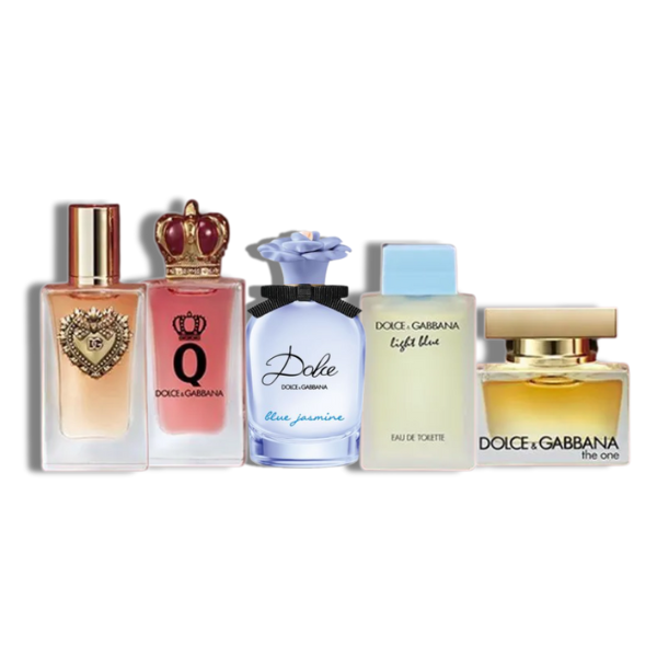 D&G Set 5 pzas Devotion EDP +Q EDP +Blue Jasmine EDP +The One EDP +Light Blue EDT 5ml/0.17 Oz-Mini Set