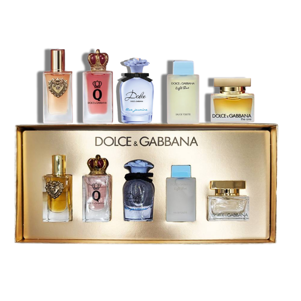 D&G Set 5 pzas Devotion EDP +Q EDP +Blue Jasmine EDP +The One EDP +Light Blue EDT 5ml/0.17 Oz-Mini Set
