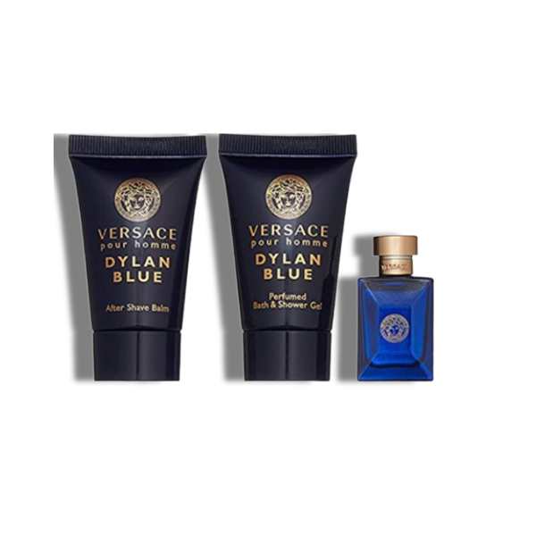 Versace Set 3 pzas Dylan Blue 0.17 Oz EDT+0.8 Oz A/S Balm+0.8 Oz S.Gel -Mini Set- Men