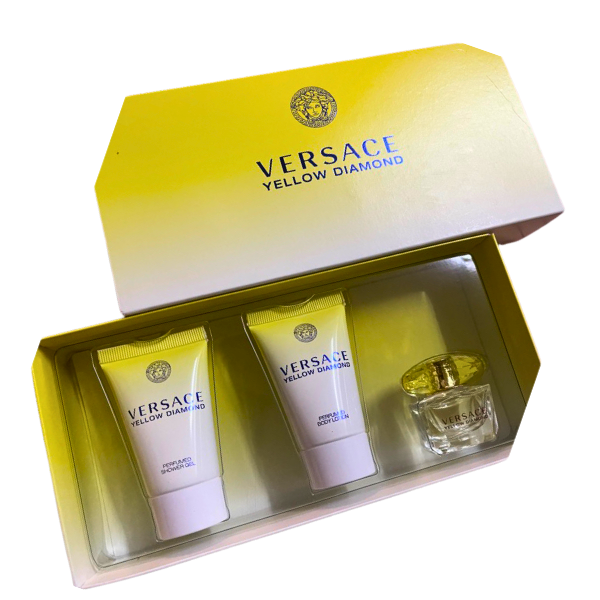 Versace Set 3 pzas Yellow Diamond 0.17oz EDT + 0.84oz B/G + 0.84oz B/L Women -Mini-