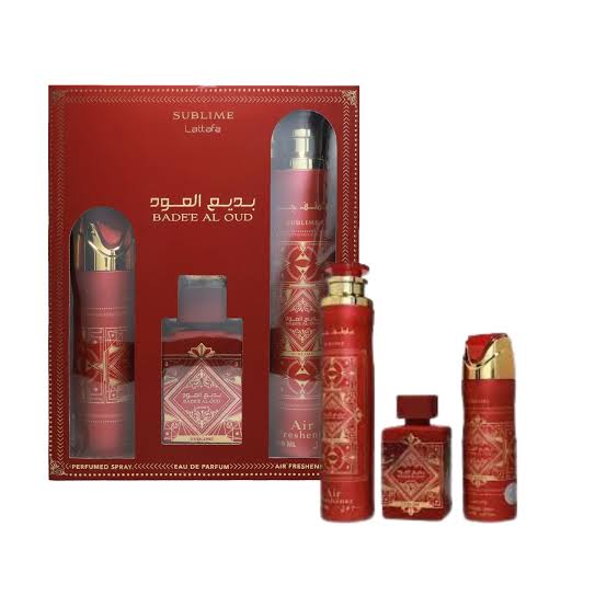 Lattafa Set 3 pzas Badee al Oud Sublime EDP 100ml/3.4oz Unisex Set