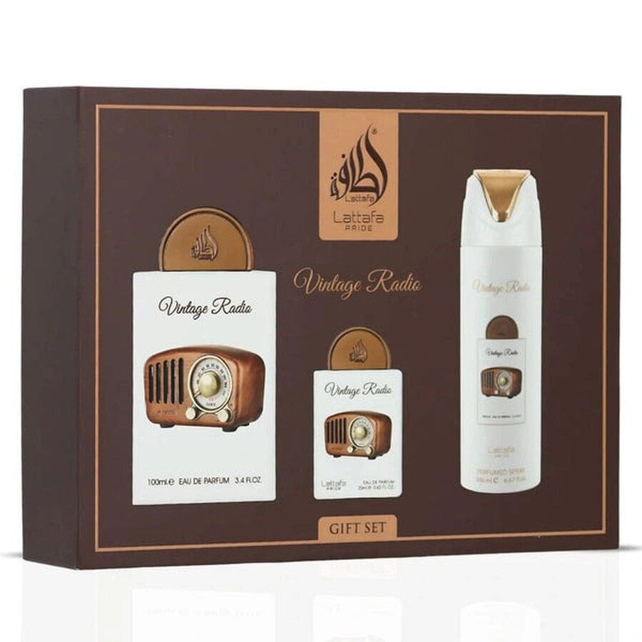 Lattafa Set 4 pzas Vintage Radio Lattafa Pride EDP 100ml/3.4oz Unisex