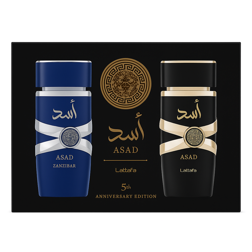 Lattafa Set 2 pzas Asad 5th Anniversary Edition (Asad+Asad Zanzibar) EDP Men's Set