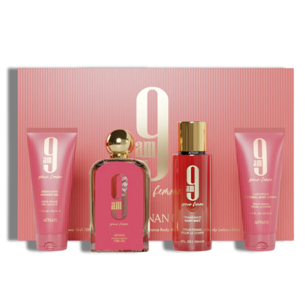 Afnan Set 4 pzas 9AM Pour Femme EDP Women's Set - Coral-