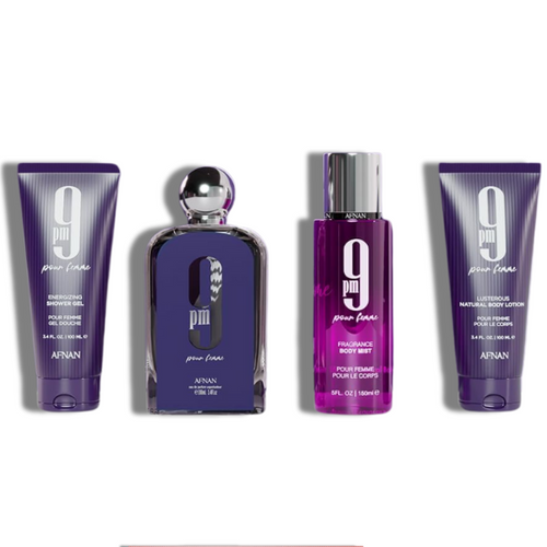 Afnan Set 4 pzas 9Pm Pour Femme 100ml/3.4 Oz EDP  -Purple Box- Women