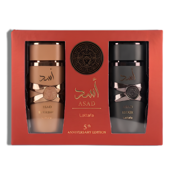 Lattafa Set 2 pzas Asad 5th Anniversary Edition (Asad Bourbon+Asad Elixir) EDP Men's Set