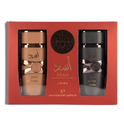 Lattafa Set 2 pzas Asad 5th Anniversary Edition (Asad Bourbon+Asad Elixir) EDP Men's Set