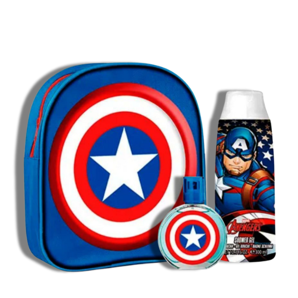 Marvel Set 3 pzas Capitan America Mochila Shower Gel EDT 50ml/1.7oz Kids Sets