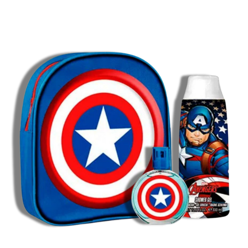 Marvel Set 3 pzas Capitan America Mochila Shower Gel EDT 50ml/1.7oz Kids Sets