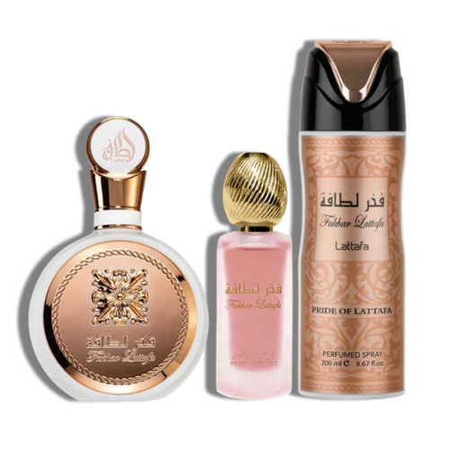 Lattafa Set 3 pzas Fakhar Rose 100ml/3.4 Oz EDP Women's Set