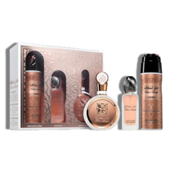 Lattafa Set 3 pzas Fakhar Rose 100ml/3.4 Oz EDP Women's Set
