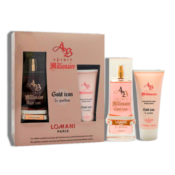 Lomani Set 2 pzas Ab Spirit Millionaire Gold Icon 100ml/3.4 Oz  Le Parfum Women's Set