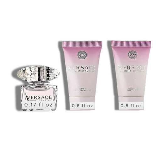 Versace Set 3 pzas Bright Crystal 0.17oz EDT + 0.84oz B/G + 0.84oz B/L Women -Mini-