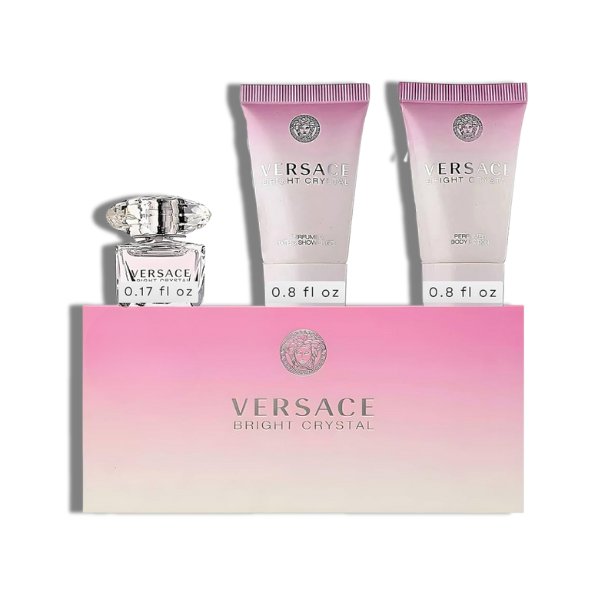 Versace Set 3 pzas Bright Crystal 0.17oz EDT + 0.84oz B/G + 0.84oz B/L Women -Mini-