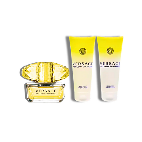 Versace Set 3 pzas Yellow Diamond 0.17oz EDT + 0.84oz B/G + 0.84oz B/L Women -Mini-