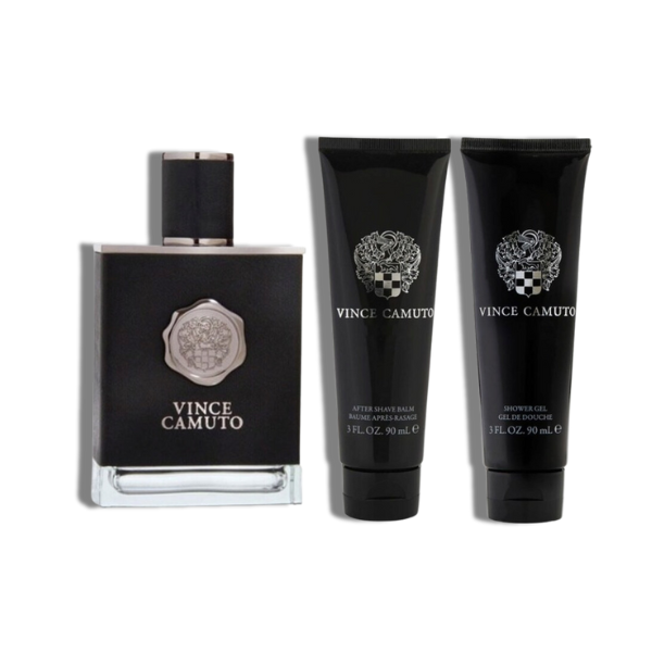 Vince Camuto Set 3 pzas 100ml/3.4 Oz EDT Spr+90ml/3.0 Oz A/S Balm+90ml/3.0 Oz S.Gel -Hard Box- Men