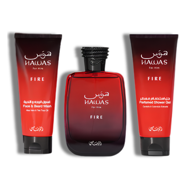 Rasasi Set 3 pzas Hawas Fire EDP 3.4oz + BL + SG Men' Set